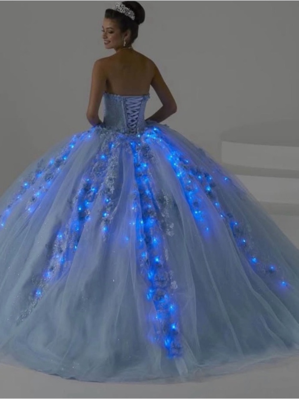 Fiesta Light-Up Ball Quinceanero Gown in Sky Blue